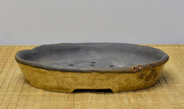 Bonsaischale handgearbeitet oval von Steve Kolb, 24,5x22x4,5 cm